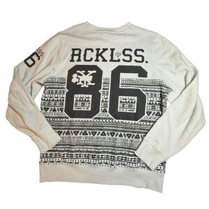 Young and Reckless Fair Isle Winter Y&R Crewneck Sweatshirt LARGE Street Wear LA